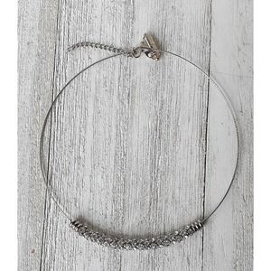 Silver Tone Round Choker Rhinestone Necklace